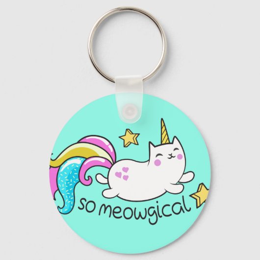 Zo vloeiend meowgical Cute Unicorn kat glitter Sleutelhanger (Voorkant)