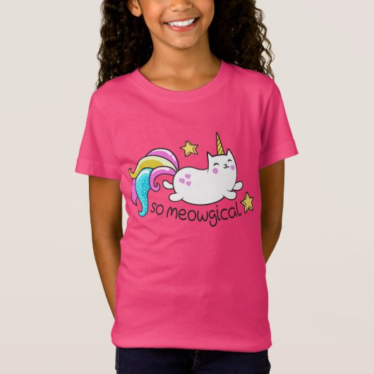Zo vloeiend meowgical Cute Unicorn kat glitter T-shirt (Voorkant)