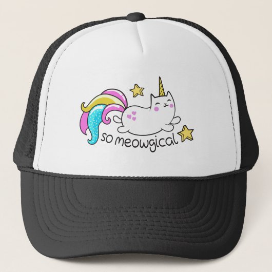 Zo vloeiend meowgical Cute Unicorn kat glitter Trucker Pet (Voorkant)