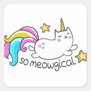 Zo vloeiend meowgical Cute Unicorn kat glitter Vierkante Sticker