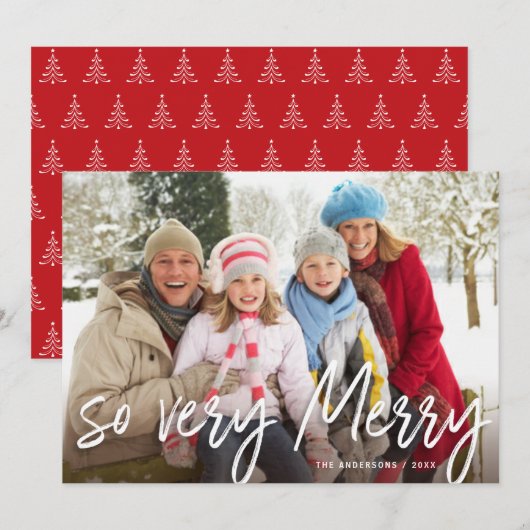 Zo zeer Merry Hand Letterde Foto van het Witte Man Feestdagenkaart (Voorkant / Achterkant)