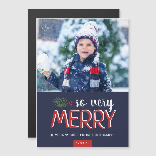 Zo zeer Merry Magnetic Holiday-fotokaart (Voorkant / Achterkant)
