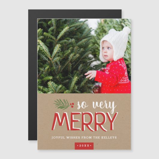 Zo zeer Merry Magnetic Holiday-fotokaart (Voorkant / Achterkant)