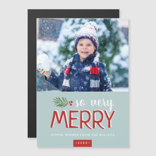 Zo zeer Merry Magnetic Holiday-fotokaart (Voorkant / Achterkant)