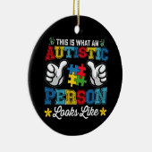 Zo ziet een autistisch persoon eruit keramisch ornament (Rechts)