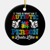 Zo ziet een autistisch persoon eruit keramisch ornament (Voorkant)