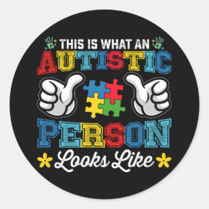 Zo ziet een autistisch persoon eruit ronde sticker