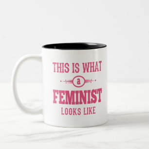Zo ziet een feministe eruit als tweetone koffie tweekleurige koffiemok