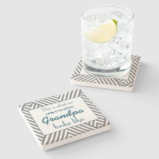 Zo ziet een Geweldige opa eruit Stenen Onderzetter (Zijkant)