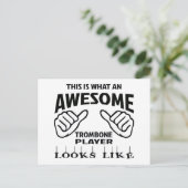 Zo ziet een geweldige Trombone speler er zo uit Briefkaart (Staand voorkant)