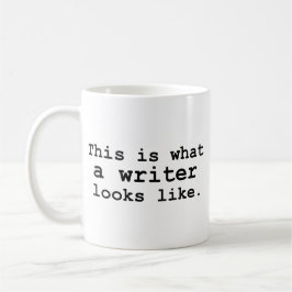Zo ziet een schrijver eruit. koffiemok