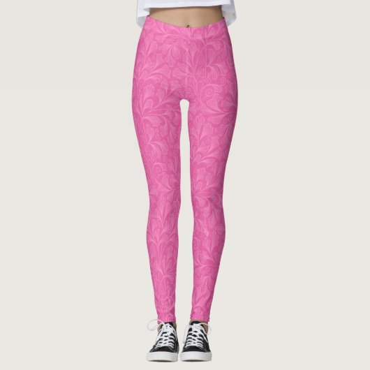 "Zo, zo roze bloemmotief" Leggings (Voorkant)