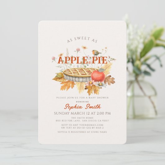 Zo zoet als appeltaartherfst laat Baby shower acht Kaart (Staand voorkant)