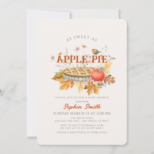Zo zoet als appeltaartherfst laat Baby shower acht Kaart (Voorkant)