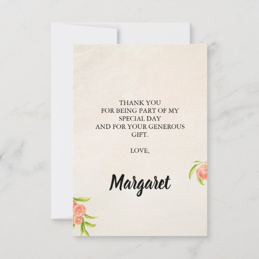 Zo Zoet als een Perzik Bedankkaartje Bedankkaart (Achterkant)