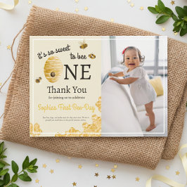 Zo Zoet Om Eén Te Zijn 1e Verjaardag Honingbij Fot Bedankkaart