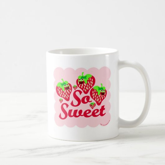 Zo zoete aardbeien Cute Berry Cartoon Koffiemok (Rechts)