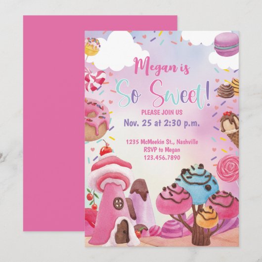 Zo Zoete Candy Verjaardag Zoete Een Twee Zoet Kaart (Voorkant / Achterkant)