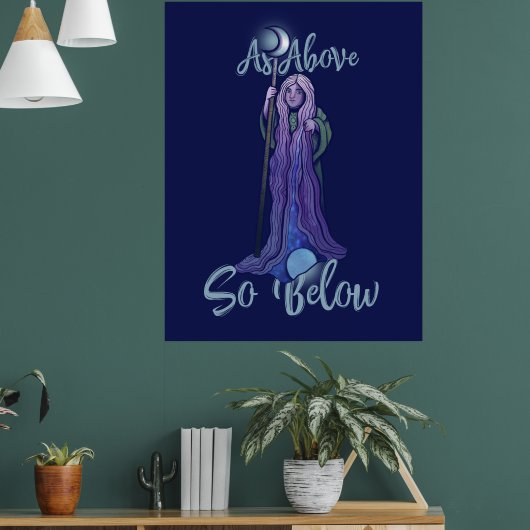 "Zoals boven zo onder" Crone Moon Goddess Pagan Ar Poster (Woonkamer 1)