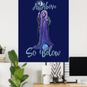 "Zoals boven zo onder" Crone Moon Goddess Pagan Ar Poster (Thuiskantoor)