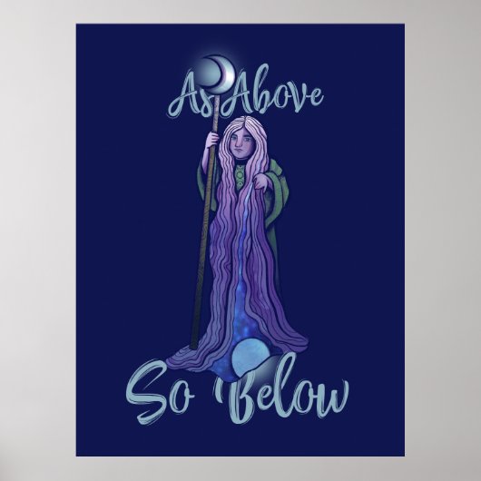 "Zoals boven zo onder" Crone Moon Goddess Pagan Ar Poster (Voorkant)