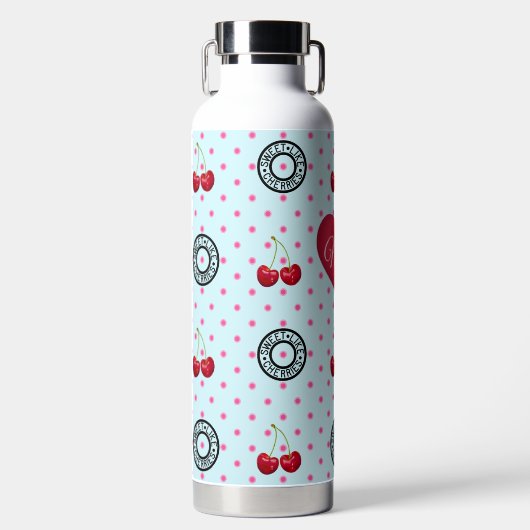 ZOALS CHERRIES MOM Retro  Heart Blue Waterfles (Voorkant)