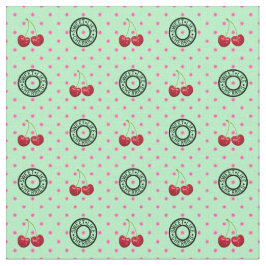 ZOALS CHERRIES Retro  Patroon op groen Stof