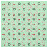 ZOALS CHERRIES Retro Patroon op groen Stof (Swatch)