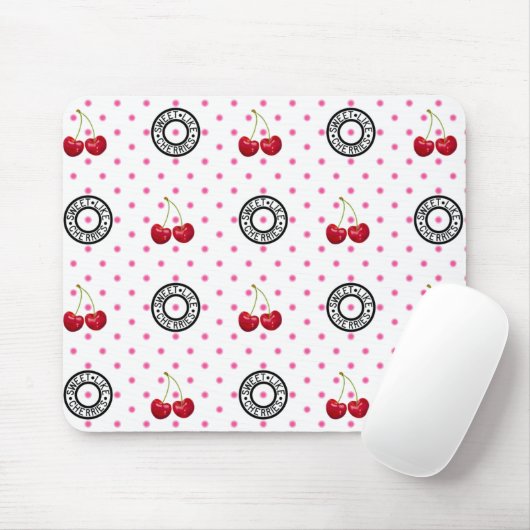 ZOALS CHERRIES Retro  Patroon op wit Muismat (Met muis)