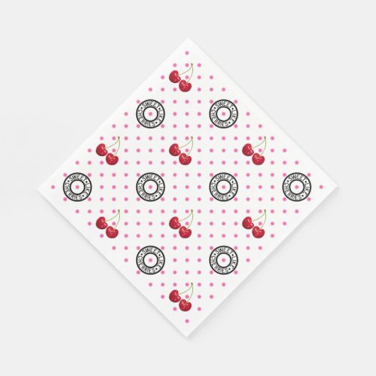 ZOALS CHERRIES Retro  Patroon Servet (Hoek)