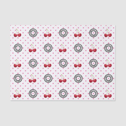 ZOALS CHERRIES Retro  Patroon Tissuepapier (Voorkant)