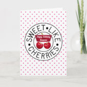ZOALS CHERRIES Retro  Stamp Birthday Kaart (Voorkant)