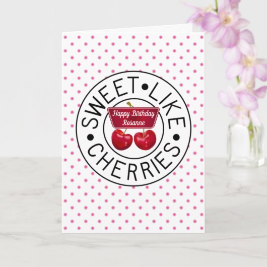 ZOALS CHERRIES Retro  Stamp Birthday Kaart (Orchidee)
