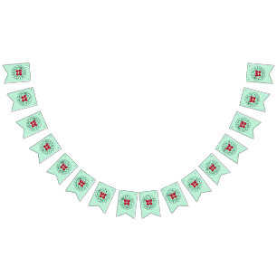 ZOALS CHERRIES Retro  stempel op groen Vlaggetjes