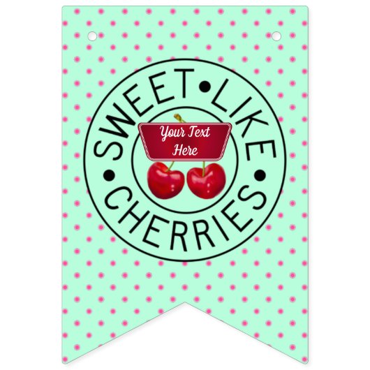 ZOALS CHERRIES Retro  stempel op groen Vlaggetjes (Tweede vlag)