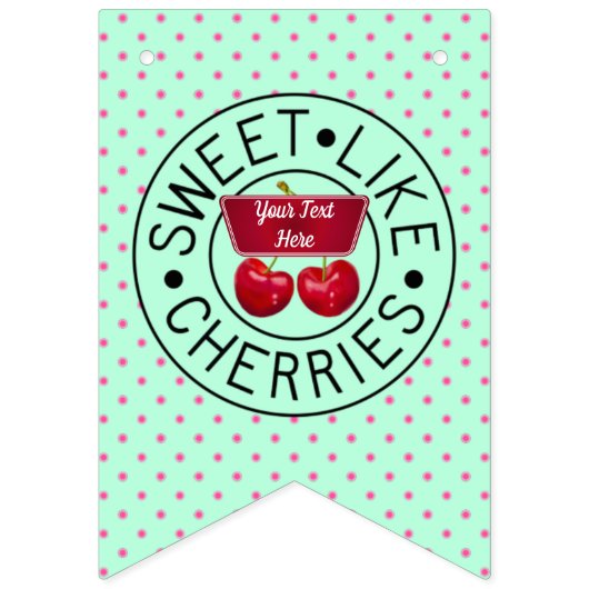 ZOALS CHERRIES Retro stempel op groen Vlaggetjes (Eerste vlag)