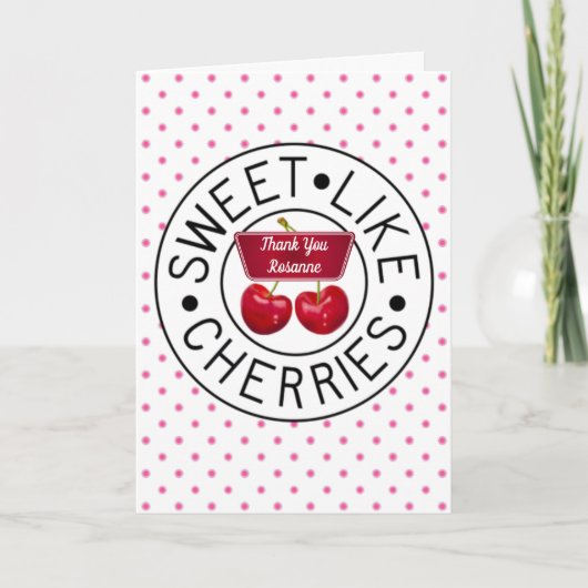 ZOALS CHERRIES Retro  Stempel op wit Bedankkaart (Voorkant)