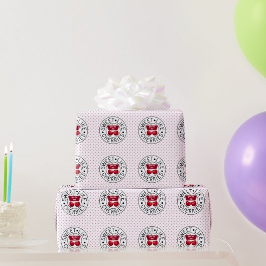 ZOALS CHERRIES Retro  Stempel op wit Cadeaupapier (Feestgeschenken)