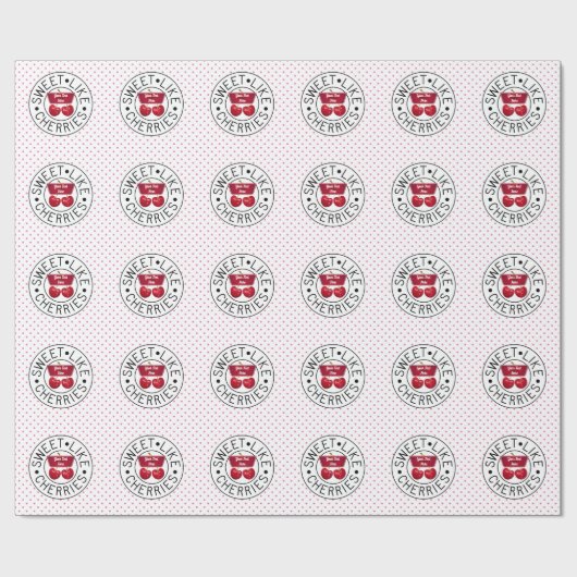 ZOALS CHERRIES Retro  Stempel op wit Cadeaupapier (Vlak)