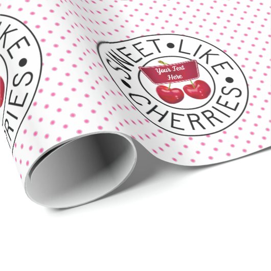 ZOALS CHERRIES Retro  Stempel op wit Cadeaupapier (Rol Hoek)