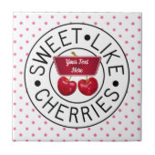 ZOALS CHERRIES Retro Stempel op wit Tegeltje (Voorkant)