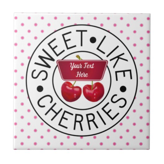 ZOALS CHERRIES Retro Stempel op wit Tegeltje (Voorkant)