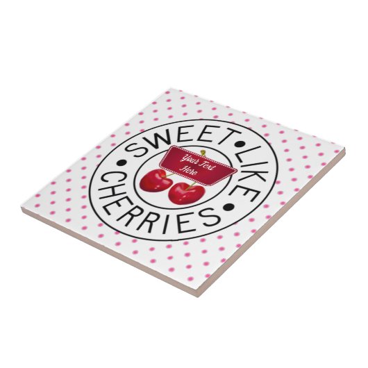 ZOALS CHERRIES Retro Stempel op wit Tegeltje (Zijkant)