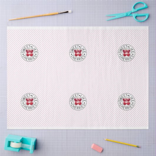 ZOALS CHERRIES Retro  Stempel op wit Tissuepapier (Craft)