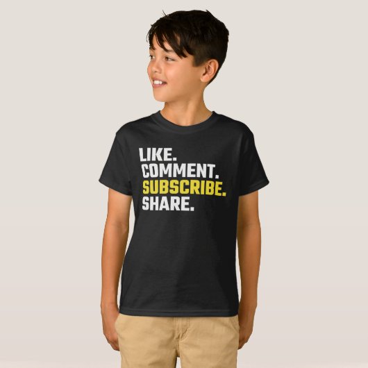 Zoals. Commentaar. Je abonneren. Aandeel. T-shirt (Voorkant volledig)