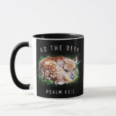 Zoals de herten Psalm 42:1 Baby Fawn Bijbelvers Mok (Links)