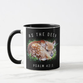 Zoals de herten Psalm 42:1 Baby Fawn Bijbelvers Mok