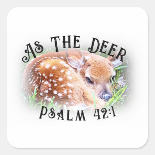 Zoals de herten Psalm 42:1 Bijbelvers Schattige Ba Vierkante Sticker
