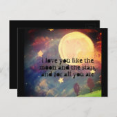zoals de maan en sterren briefkaart (Voorkant / Achterkant)