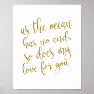 Zoals de oceaan geen einde heeft Goud Glitter 8x10 Poster